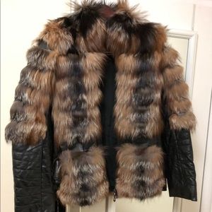 Arctic Fox Fur  jacket with leather sleeves